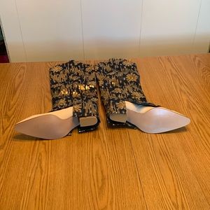 SHEIN boots.  All man made materials.  Size 42.  CREAM/NAVY/GOLD.   NEW!